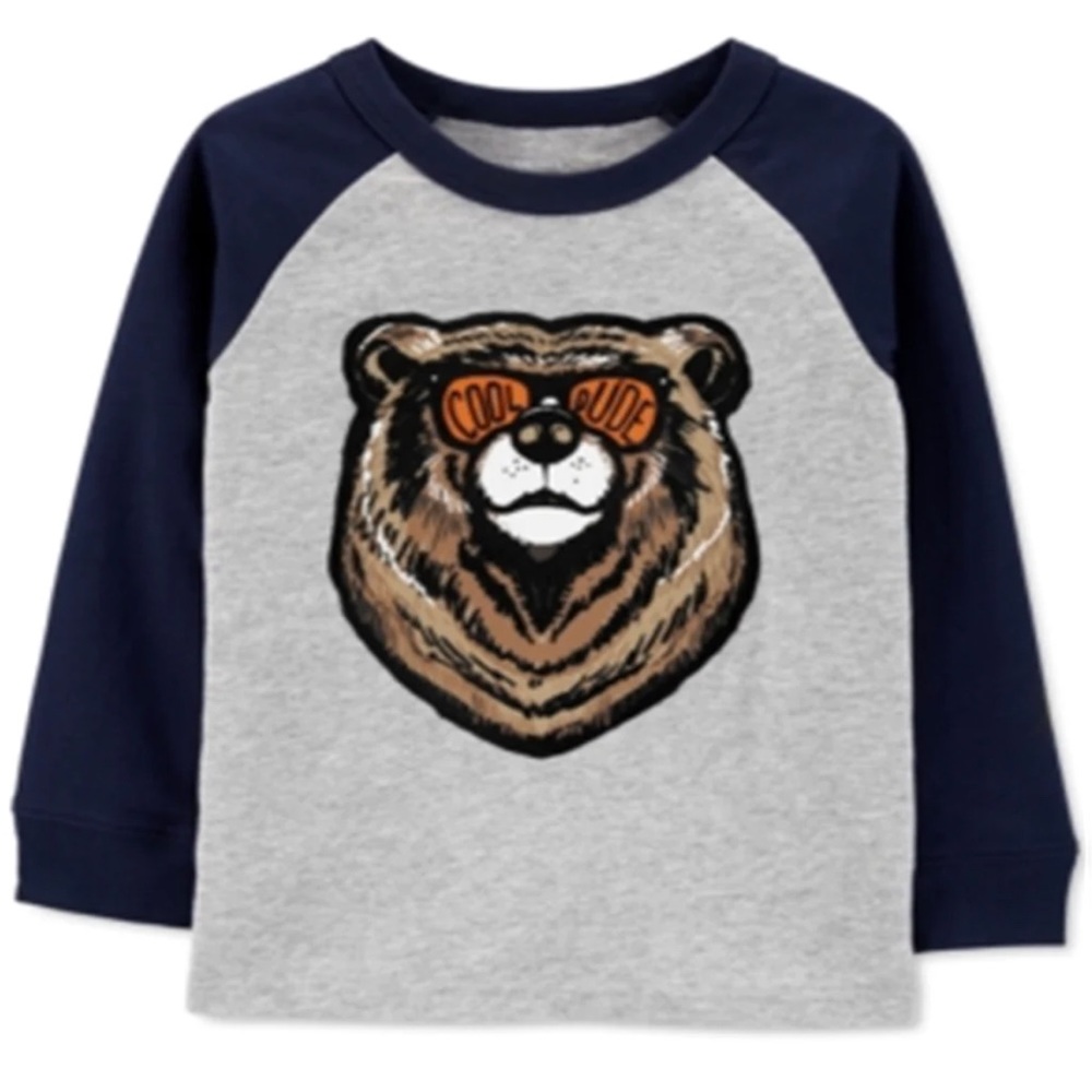 Carter’s | ‘cool dude’ velvet bear graphic long sleeve tee